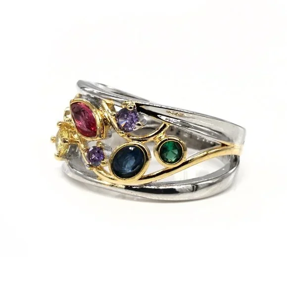 Multi color stone ring . - Picture 2 of 4